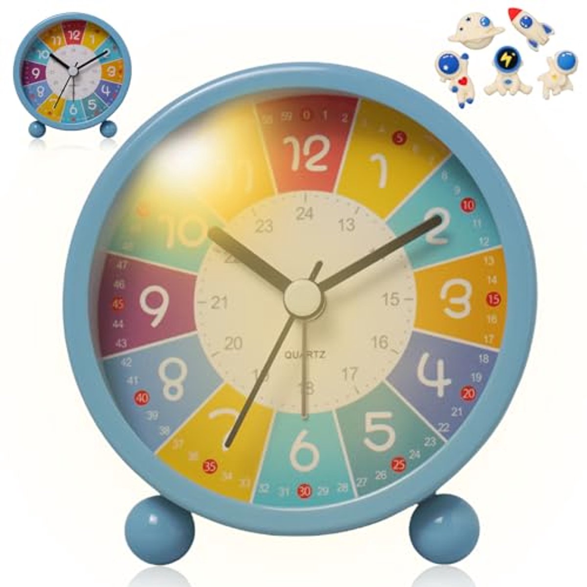 Digitale Kinderwekker - Kinderwekker Zonder Tikken - Analoge Wekker Voor Kinderen - Slaapwekker Met Nachtlampje, Kinderwekker Voor Beginners, Wekker Voor Meisjes En Jongens (Blauw)