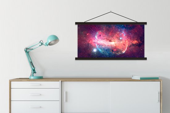 Porte-affiche avec affiche - Affiche scolaire - Oranje - Étoiles - Espace - 90x45 cm - Lattes noires