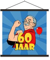 Affiche scolaire - Anniversaire - 60 ans - Homme - 40x40 cm - Lattes noires