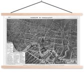 Support pour affiche avec affiche 150 x 100 cm - Affiche scolaire - Plan historique de la ville de Haarlem en Hollande-Septentrionale - noir et blanc - Affiche textile - Lattes vierges