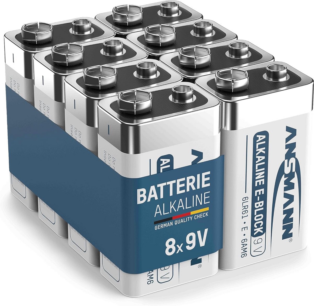 Alkaline longlife 9V blokbatterijen - 8 stuks