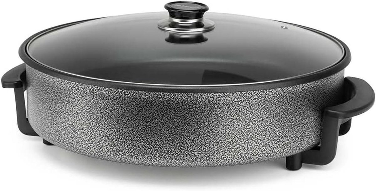 Elektrische kookpan 10 liter - 1500W, met glazen deksel en veiligheidsklep