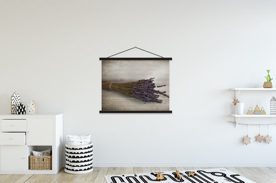 Porte-affiche avec affiche - Affiche scolaire - Bouquet de lavande séchée - 120x90 cm - Lattes noires