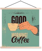 Bonjour café vintage turquoise 40x40 cm