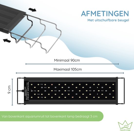 LED Aquariumverlichting 90-110 Cm – Volledig Spectrum, IP68 Waterdicht, Met Uitschuifbare Houders