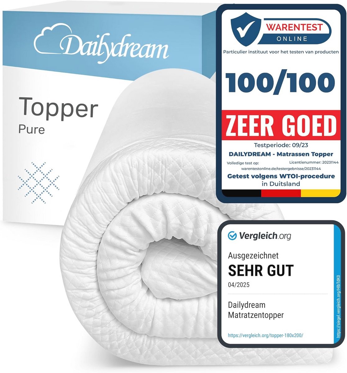 Visco-elastische matrastopper met geheugenschuim, 120x200x3.5 cm