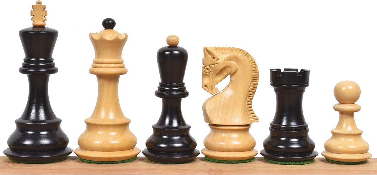 3.9" Russische Zagreb 59' Serie Schaakstukken Set - Gewogen Ebonised Buxus