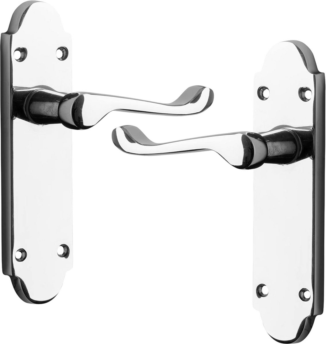 Premium gevormde deurkruk met latch op backplate