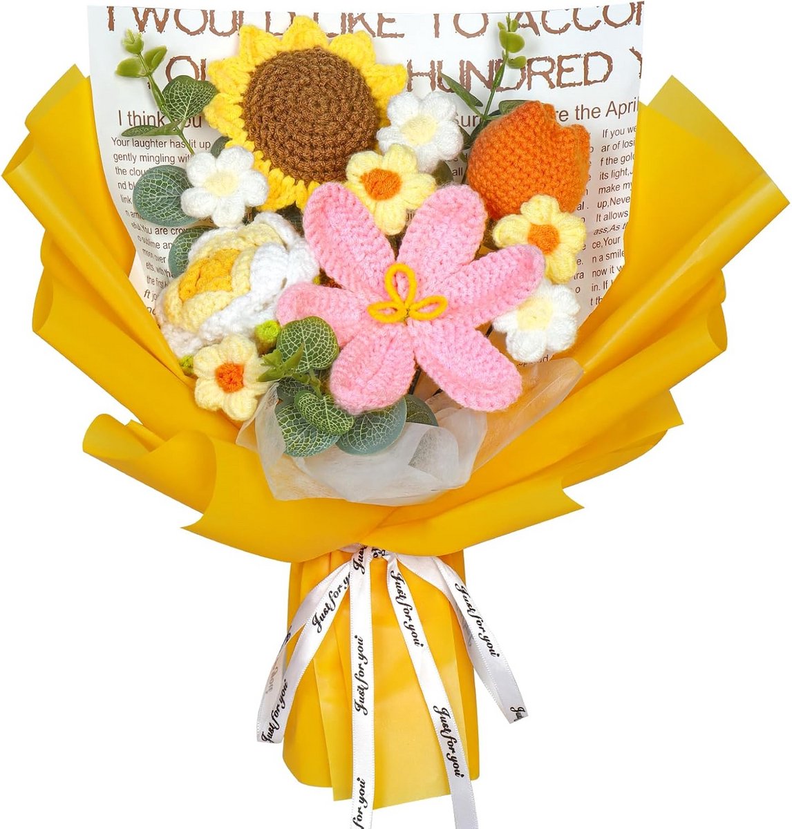 Handgemaakt Gehaakt Boeket met Bloemen voor Alle Gelegenheden