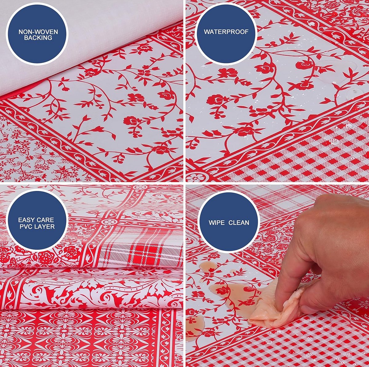 Rond PVC Tafelzeil 155 cm - Rood Tafelkleed