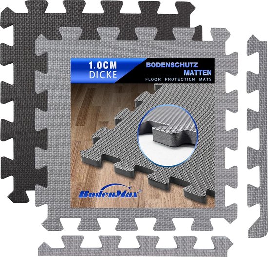 Sport Mat Trainings Mat - Beschermende Mat Puzzel Mat - Zwembad Mat Vloer Bescherming Onderlaag - Fitness Ruimte Grijs 30x30x1cm 18 stuks van Monzana — afbeelding 3