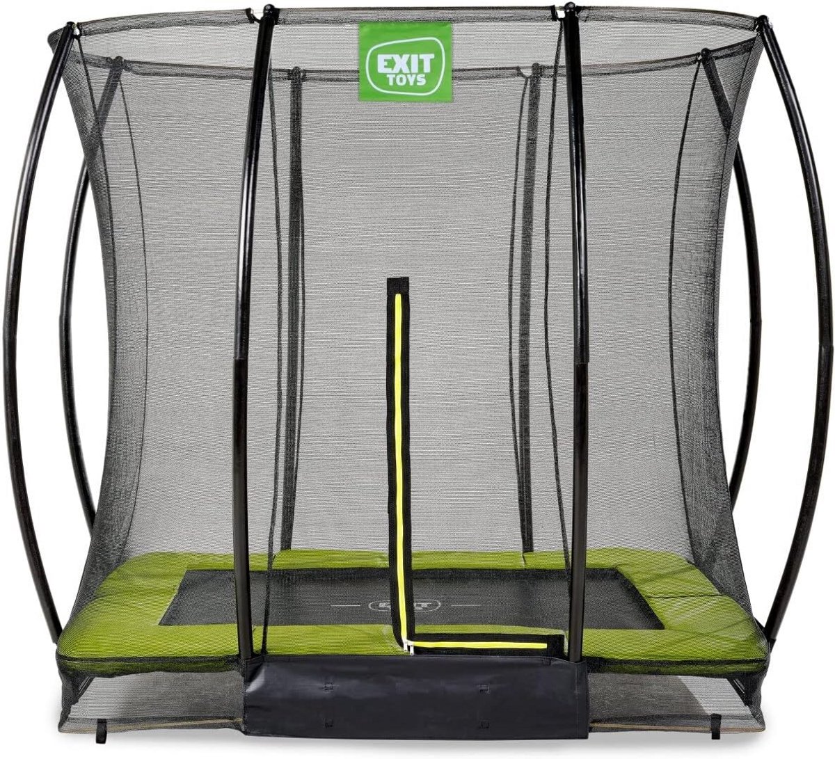 Compacte Rechthoekige Trampoline voor Kinderen - 153x214cm - Met Veiligheidsnet en Voetbeschermingssysteem - Veilige Instap - Goede Springkracht - Groen