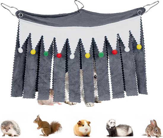 Hoekschuilplaats - Schuilplaats voor in de hoek van het dierenverblijf - Geschikt voor cavia's, konijnen, fretten, chinchilla's, gerbils en egels - Decoratie voor het verblijf van kleine dieren - Grijs