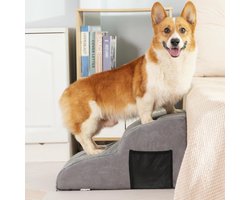 Dog Stairs for Bed Non-Slip 60x40x40cm Puppy Ladder with High Density Foam and Removable Cover Soft Ramp Stair for Small Older Injured Pets (3 Step)