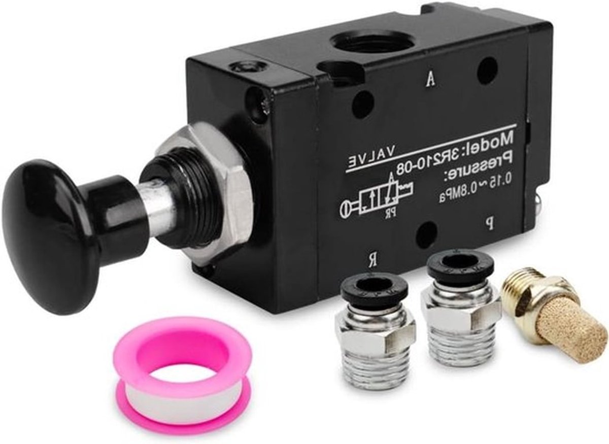 Handmatig bediende luchtklep, 5-weg 2-positie, 3/8"BSP, Pneumatische magneetklep met handmatige bediening
