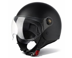 VINZ Duoro Scooterhelm & Motorhelm - Jethelm met Vizier - ECE 22.06 Goedgekeurde Helm Geschikt voor Motor, Scooter, Brommer & Snorfiets - Lichtgewicht - Inclusief Opbergzak - Mat Zwart - M
