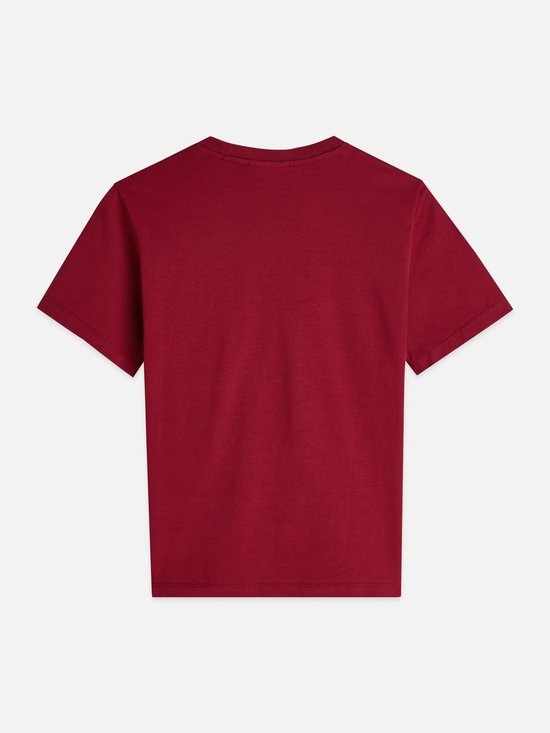 Bordeauxrode T-shirt, achterkant.