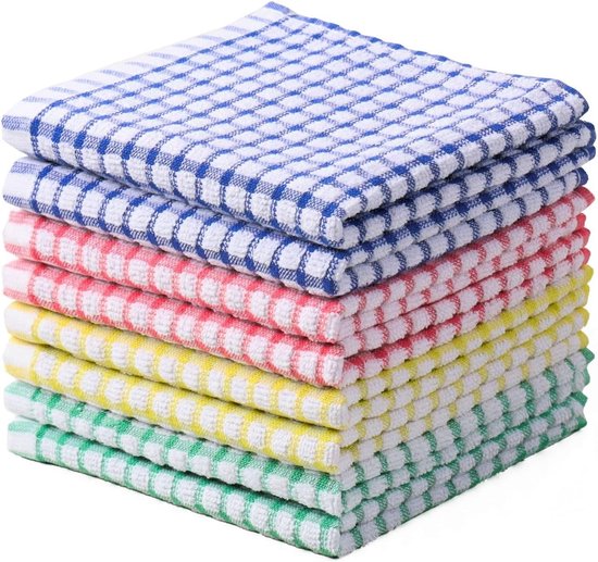 Torchons de Cuisine super absorbants - Lot de 8 torchons en coton 30 x 30 cm