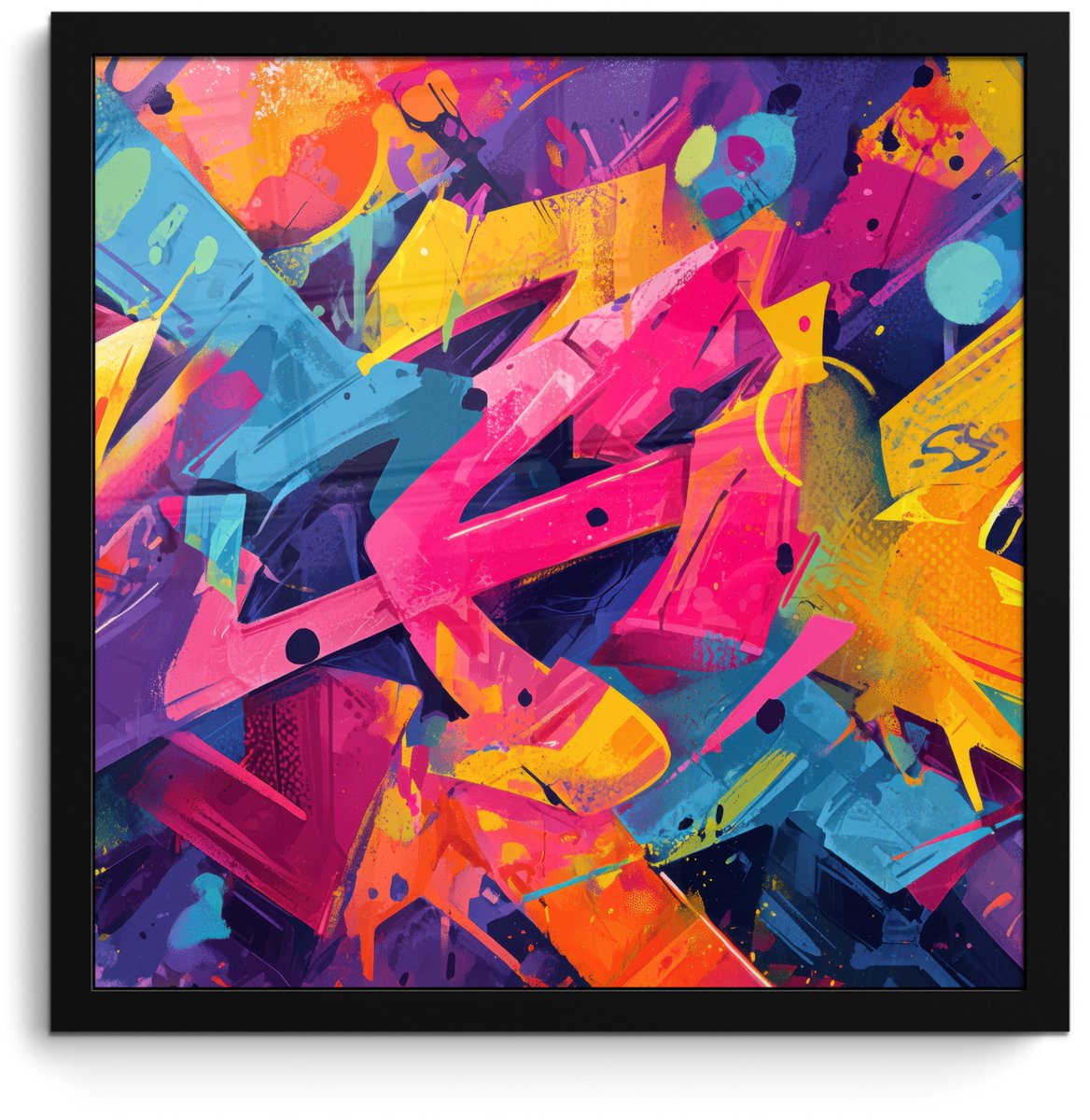 FrameYourWall Poster in lijst - Fotolijst 40x40 cm - Posters - Abstract - Vormen - Kleurrijk - Posterlijst zwart - Decoratie - Wanddecoratie woonkamer - Muurdecoratie slaapkamer