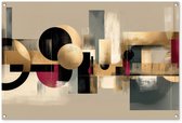 Tuinposter 120x80 cm - Tuindecoratie Abstract - Vormen - Beige - Texturen - Poster voor in de tuin - Buiten decoratie - Schutting tuinschilderij - Tuindoek muurdecoratie - Wanddecoratie balkondoek