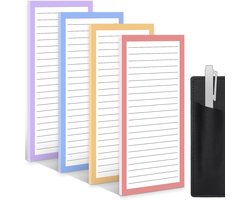 Magnetisch Notitieblok Koelkast - Boodschappenlijstje - Memoblok - To Do Lijst - Schrijfblok - Notitieboekje - Magnetische Lijstjes - Memo Blaadjes - Koelkastmagneet - Weekplanner - Bureau Accessoires - Pastel Mix - 4 Stuks