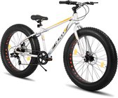 Hiland 24 Inch Kids Fatbike Mountainbike - Pour Garçons & Filles - Shimano 7 Vitesses - Freins à Disque Doubles - À partir de 5 Ans