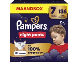 Pampers Night Pants Maat 7 - 136 Luierbroekjes - 15kg+ - Maandbox
