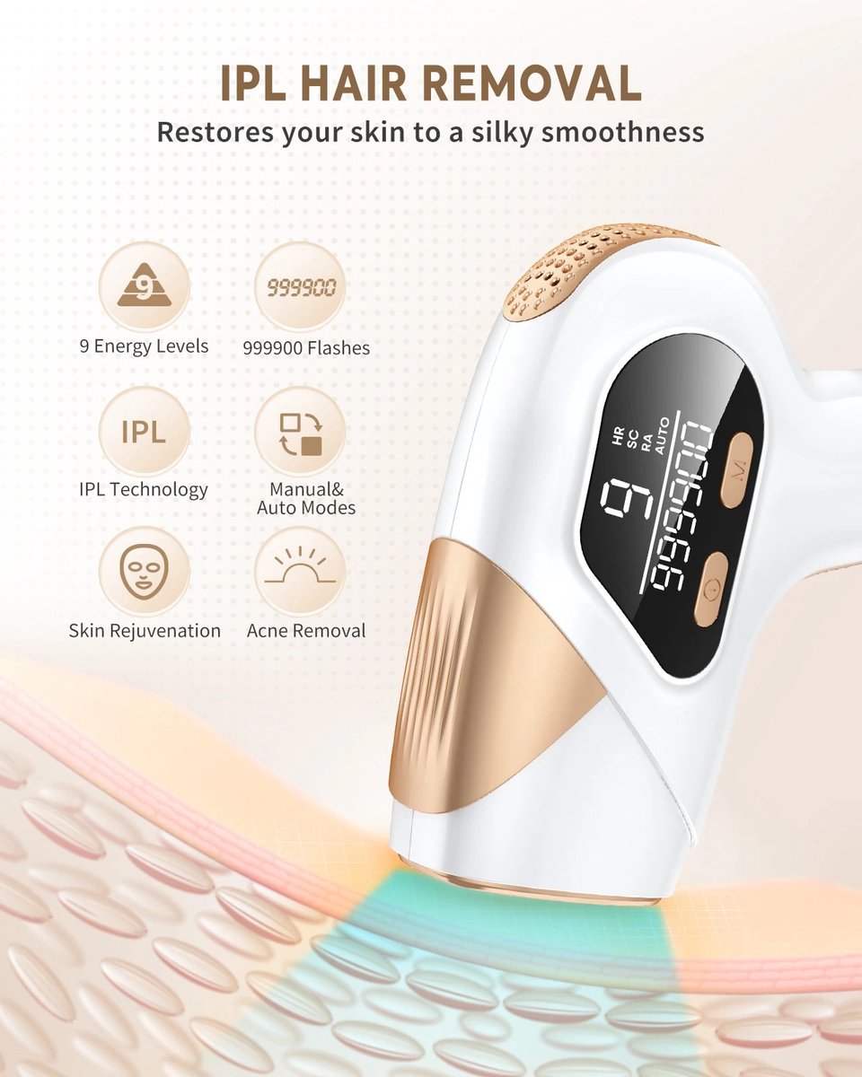 Tresaro IPL-laser Ontharing 9-energietiveaus Pulsen Permanente pijnloze laserhaarepilator voor vrouwen Lichaam Bikini Gezicht thumbnail 2