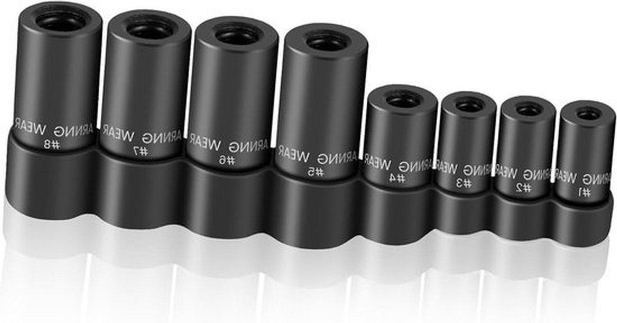 Tapdoppenset 8 stuks voor 1/4" & 3/8" aandrijfkranen, compatibel met M.C.T.I. kranen, 1/2", 1/8" NPT en metrische kranen tot 12 mm