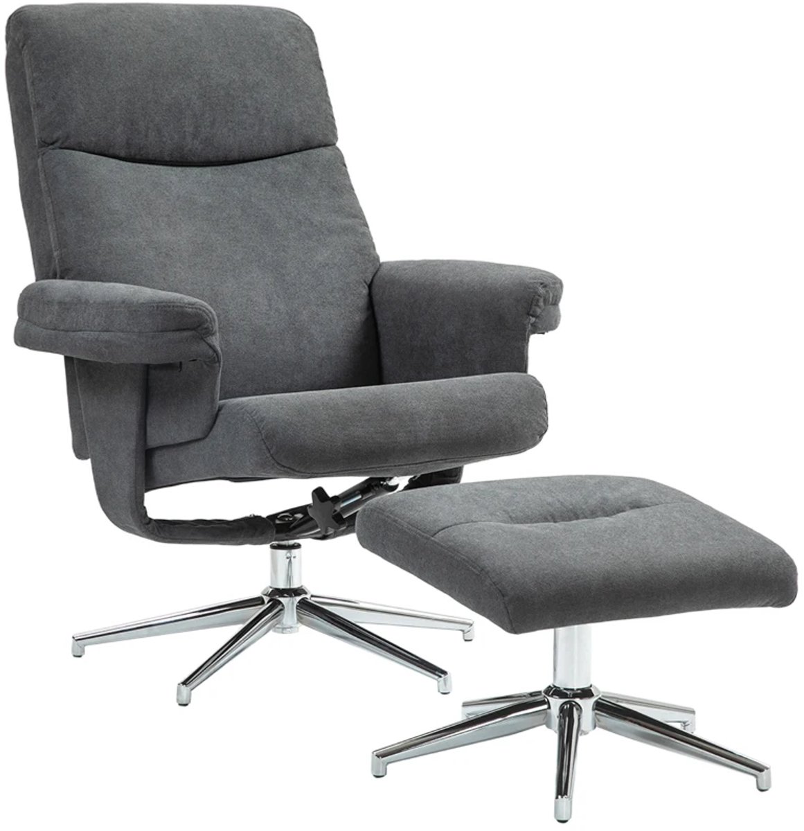 ZYLARO Relaxfauteuil met Voetenbank - Moderne Relaxstoel - Kantelbaar tot 130° - Verstelbare Rugleuning - tot 150 kg - Relaxstoel - Ligstoel - TV Stoel - Loungestoel - Leesstoel - Fluweellook - Antraciet Donkergrijs