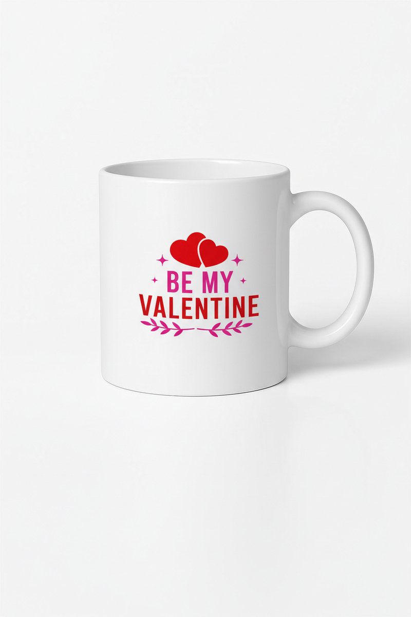 Valentijn Mok 'Be My Valentine' - Romantisch Cadeau met Hartjes en Liefdesboodschap