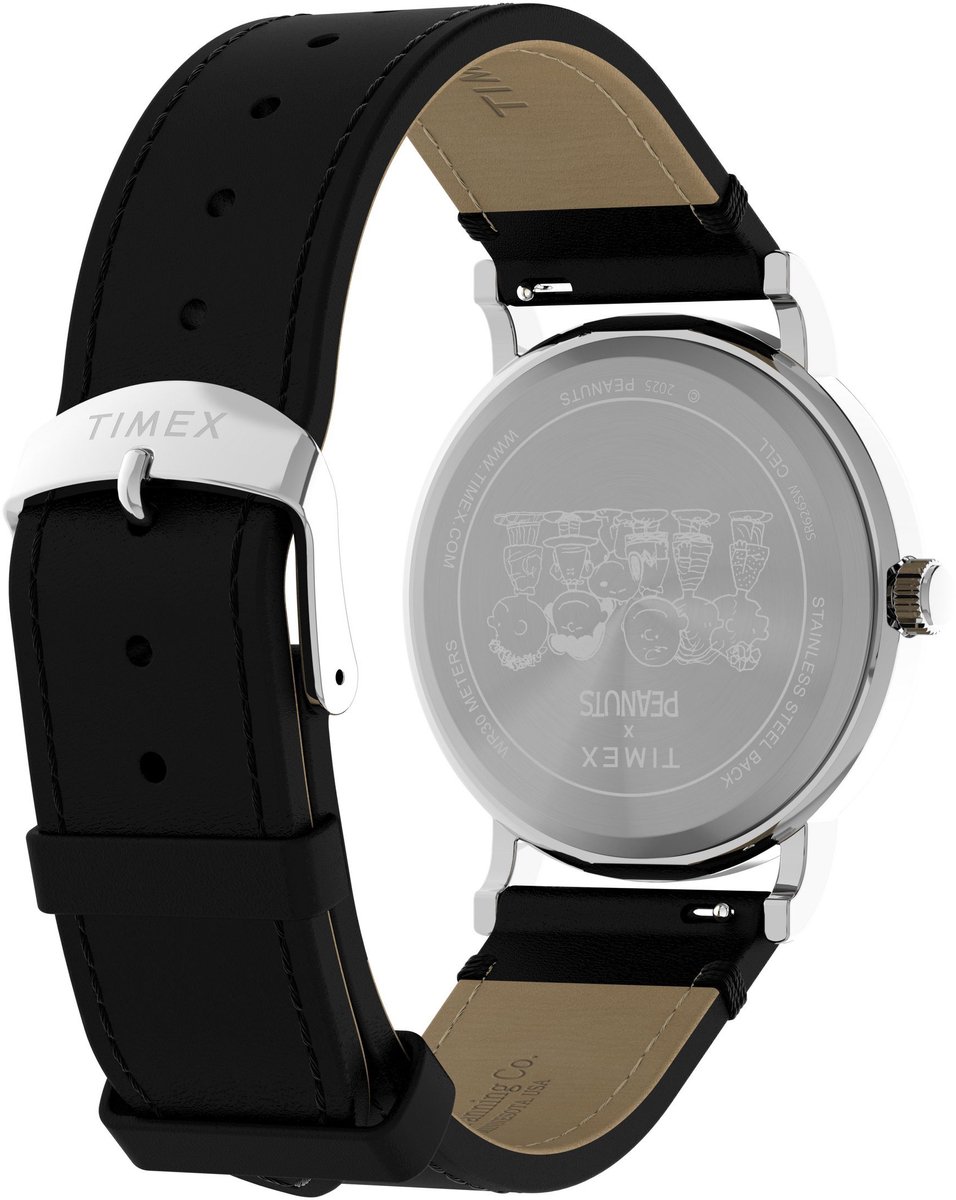 Timex Timex X Peanuts® Weekender Snoopy Dancing Quartz Analoog Horloge Zwart Kast: 100% Laag Lood Messing | Armband 100% Leer 38 mm TW2Y31000VV