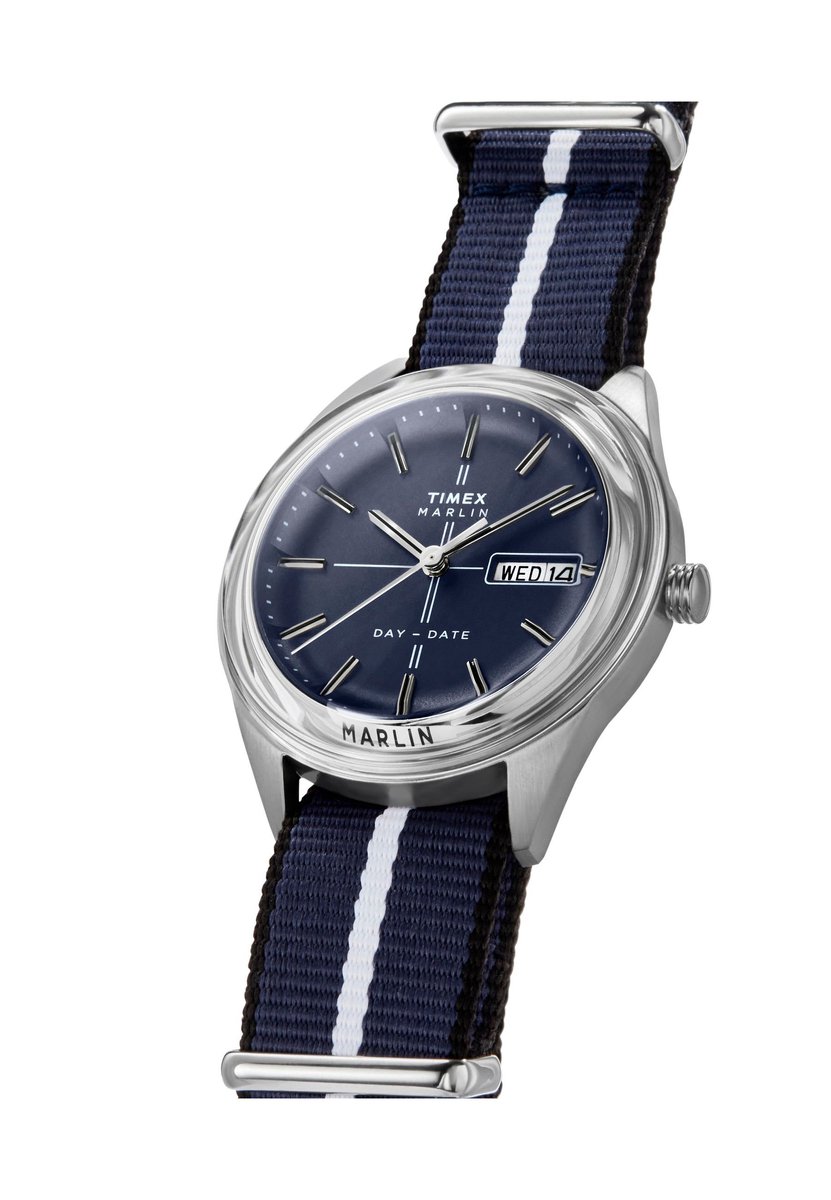 Timex Marlin Jet Quartz Quartz Analoog Horloge Blauw Kast Gemaakt Van 100% Roestvrij Staal En Een Armband Van 100% Stof 38 TW2Y37300AJ, TW2Y37400AJ, TW2Y37500AJ