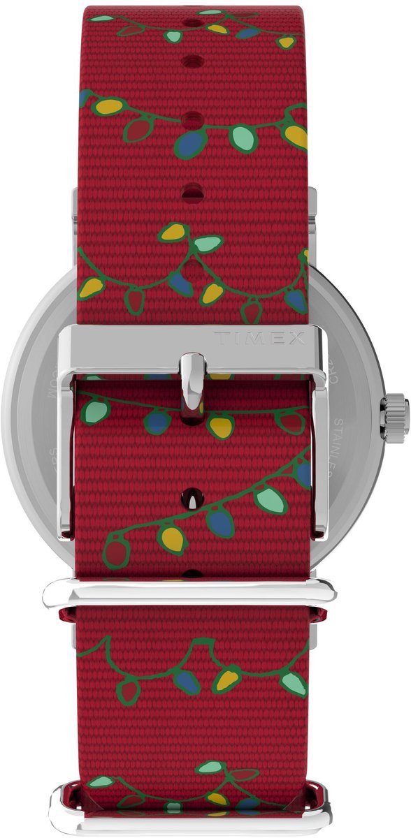 Timex Timex X Peanuts Weekender Holiday Quartz Analoog Horloge Rood En Zilverkleurig Kast Gemaakt Van 100% Messing En Loodarme Messinglegering En Een Armband Van 100% Stof 38 TW2W80800VV