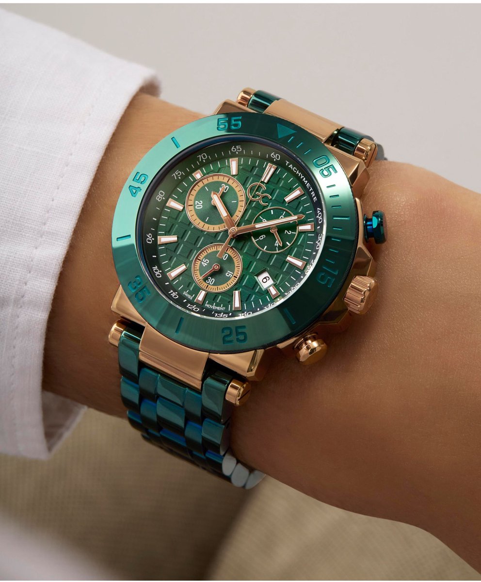 Gc Gc One Chronograph Watch Groente Case: 100% Stainless Steel | Armband: 100% Stainless Steel 44 Y70009G5MF