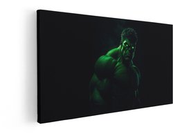Artaza Canvas Schilderij Marvel Superheld - 60x30 cm - Wanddecoratie Hulk - Muurdecoratie Jongenskamer - Avengers Kamer Accessoires - Groen