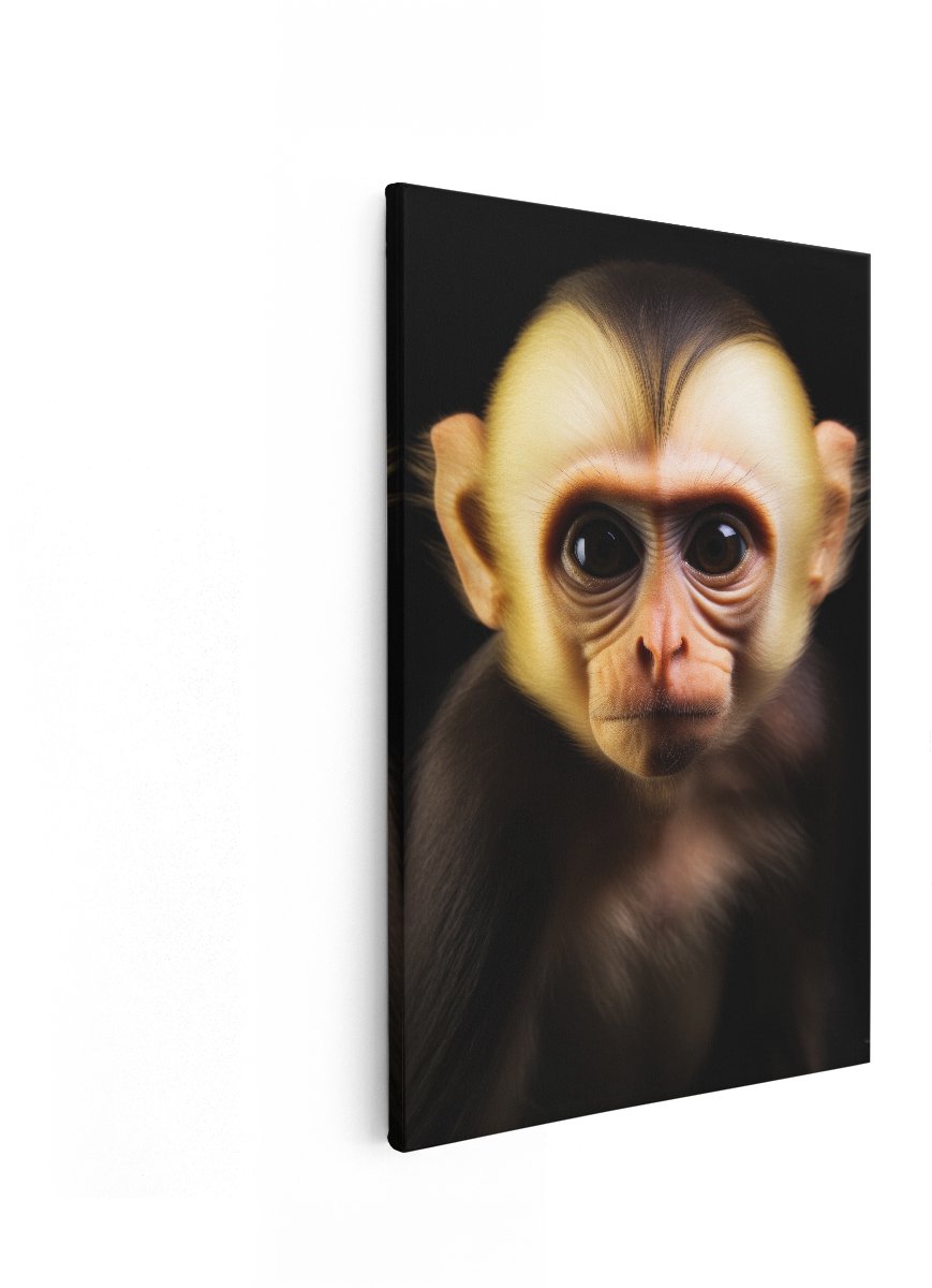 Artaza Canvas Schilderij Baby Aap - 20x30 cm - Wanddecoratie Jungle - Muurdecoratie Dieren Portret - Schilderijen Op Canvas