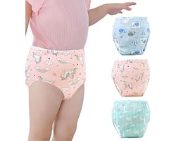 Set van 3 babyluiers voor jongens en meisjes, wasbare trainingsbroekjes, geschikt voor baby's van 1-5 jaar, Meerkleurig-2, maat 110 (12-18 kg).
