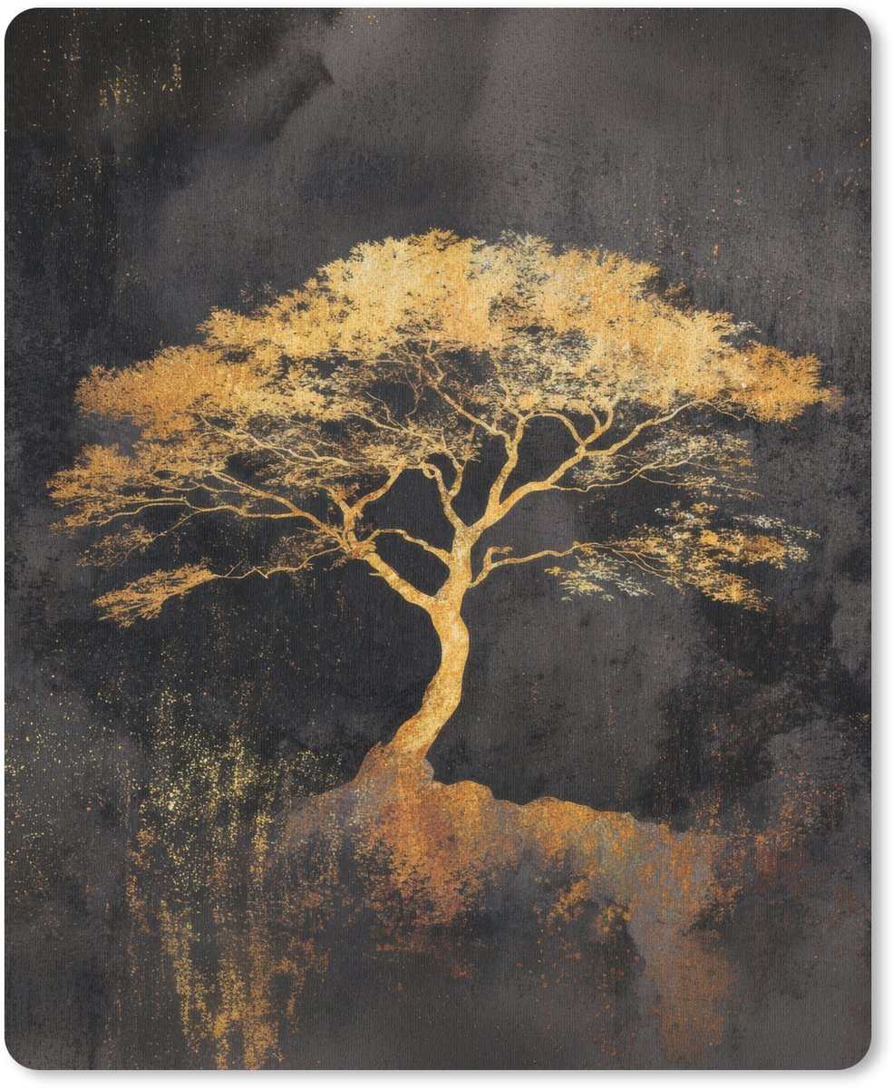 Muismat 19x23 cm - Mousepad Boom - Schilderij - Goud - Abstract - Muismatten