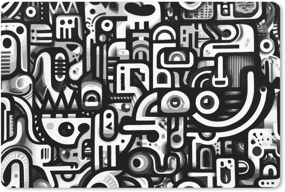 Muismat 27x18 cm - Mousepad Symbolen - Abstract - Grafisch - Zwart - Muismatten