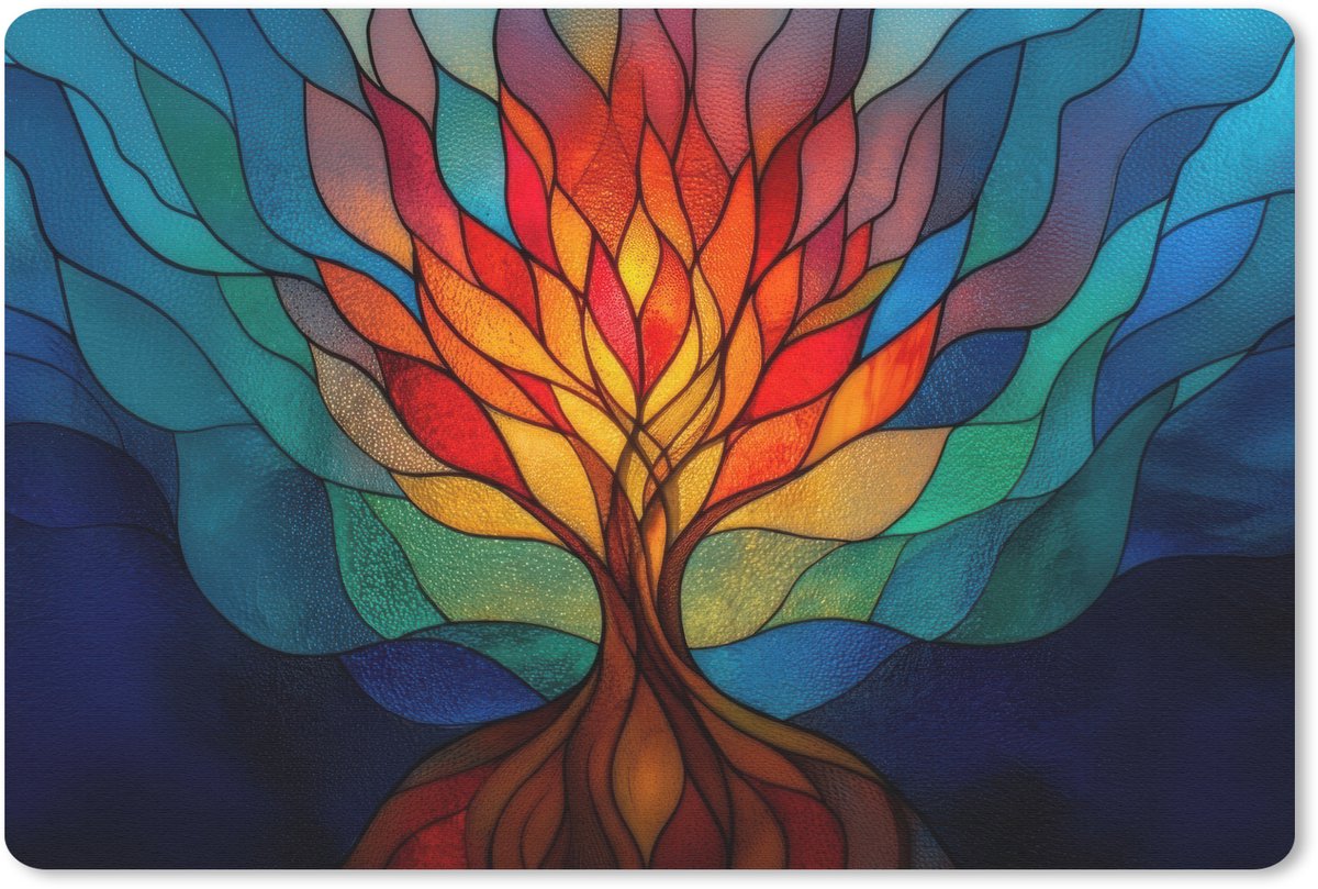 Muismat 27x18 cm - Mousepad Sierglas - Boom - Rood - Vlakken - Muismatten