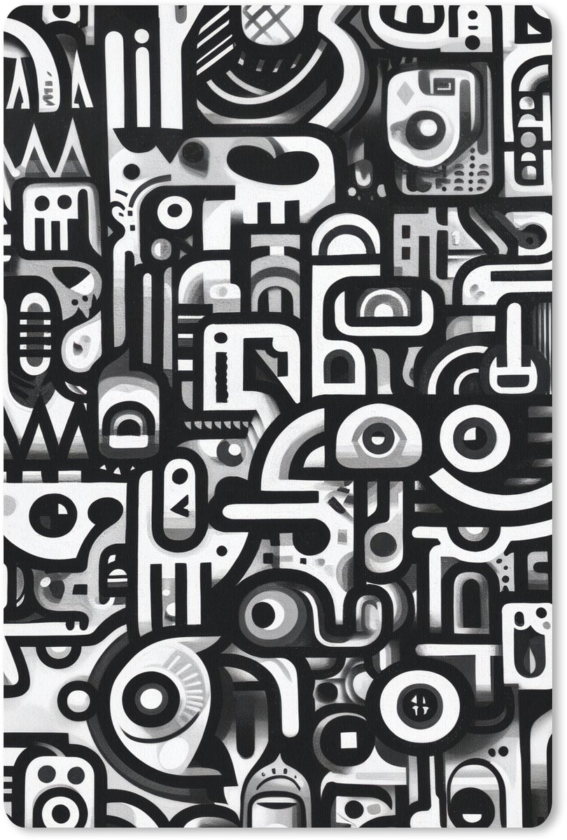Muismat 18x27 cm - Mousepad Symbolen - Abstract - Grafisch - Zwart - Muismatten
