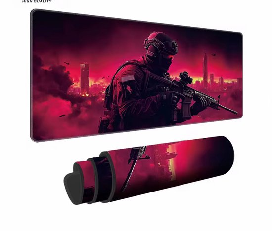 Gamepad Gaming Mouse Pad XXL – 900×400×2 mm – Tactical Ops Design – Grote Bureau Mat – Voor PC, Laptop & Gamer Setup