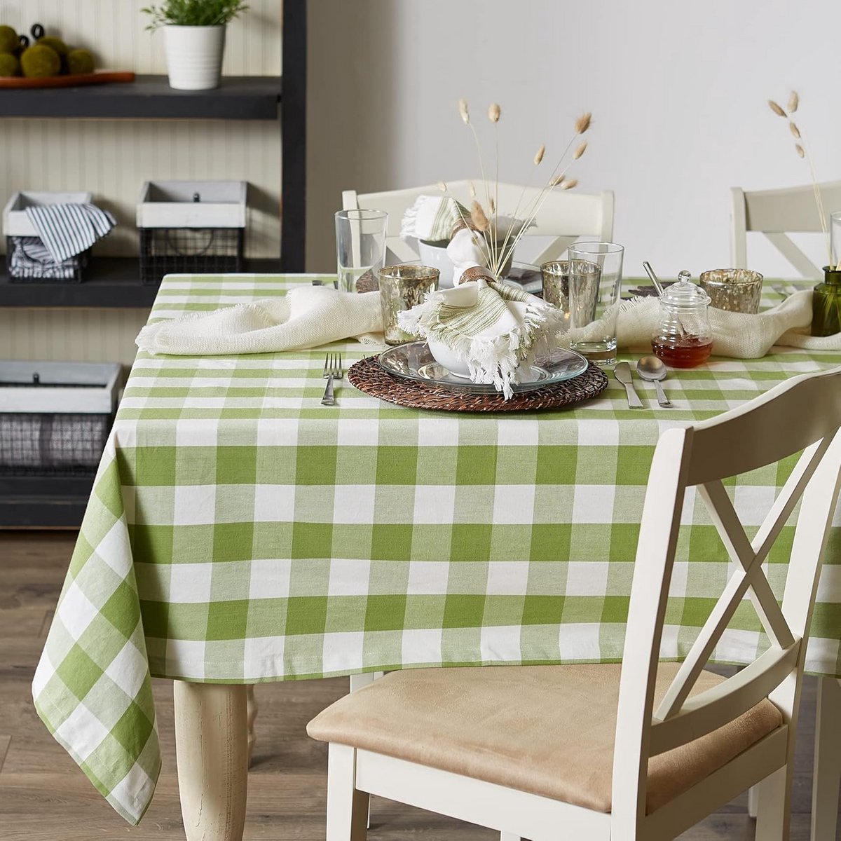 Klassiek Katoenen Tafelkleed in Antiek Groen - 60x120 cm