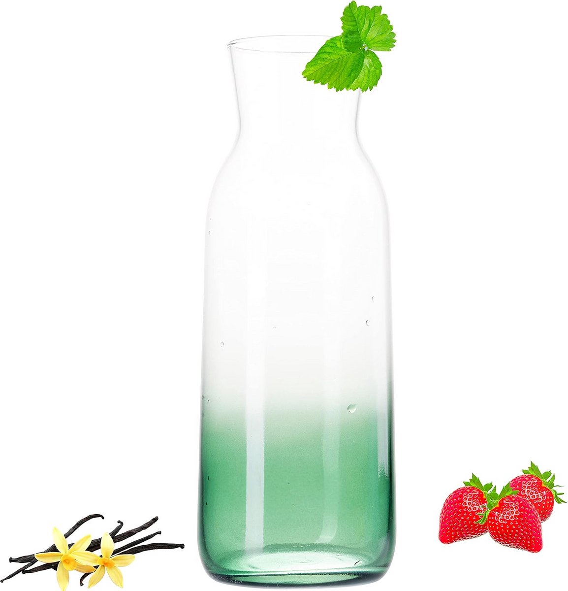 Glazen Waterkan - 1 Liter - Groen Ombré Effect - Drank Karaaf voor Water en Drankjes