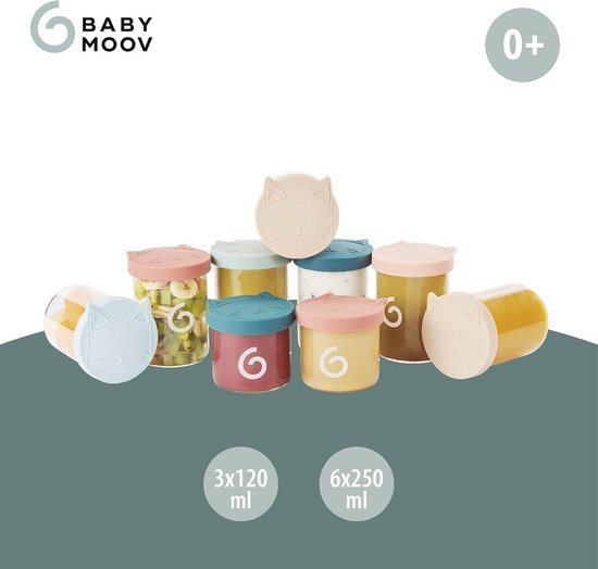 Borosilicate Glass Food Storage Bowls for Babies - 9 Jars 250ml & 120ml — afbeelding 3