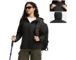 BUBW® Windjack - Outdoorjas Dames - Lichtgewicht - Waterdicht & Ademend - Zwart - Maat L