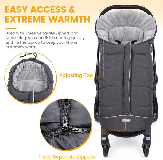 Warme Wintervoetenzak Kinderwagen - Waterdichte Thermofleece Voetenzak voor Buggy en Wandelwagen — afbeelding 4