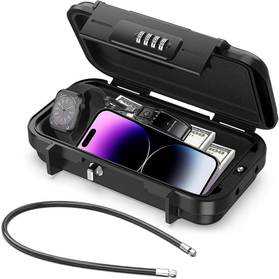 RVV® Telefoonkluis - Draagbare Kluis - Focusbox - Zwart - 14cm x 24cm x 6cm