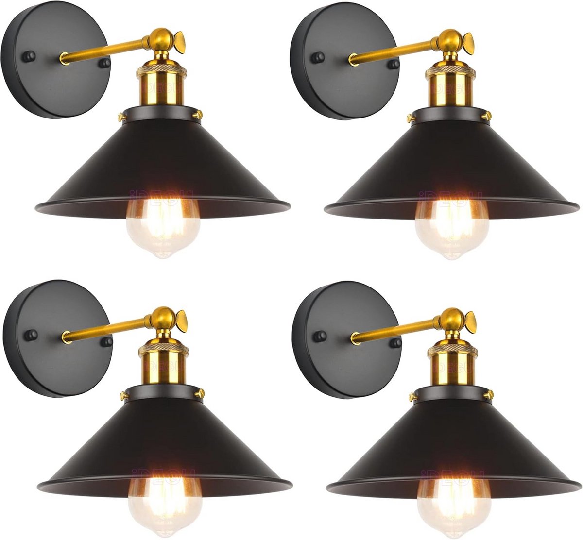 Industriële Vintage Wandlamp - Rotatie 180 Graden, E27 Fitting - 22 cm - Zwart